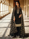 Black Hani & Umaima Chiffon Embroidered Gharara-Seemal