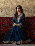 Blue Hani & Umaima Chiffon Embroidered Gharara-Ushna