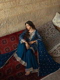 Blue Hani & Umaima Chiffon Embroidered Gharara-Ushna