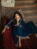 Blue Hani & Umaima Chiffon Embroidered Gharara-Ushna
