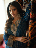 Blue Hani & Umaima Chiffon Embroidered Gharara-Ushna