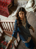 Blue Hani & Umaima Chiffon Embroidered Gharara-Ushna