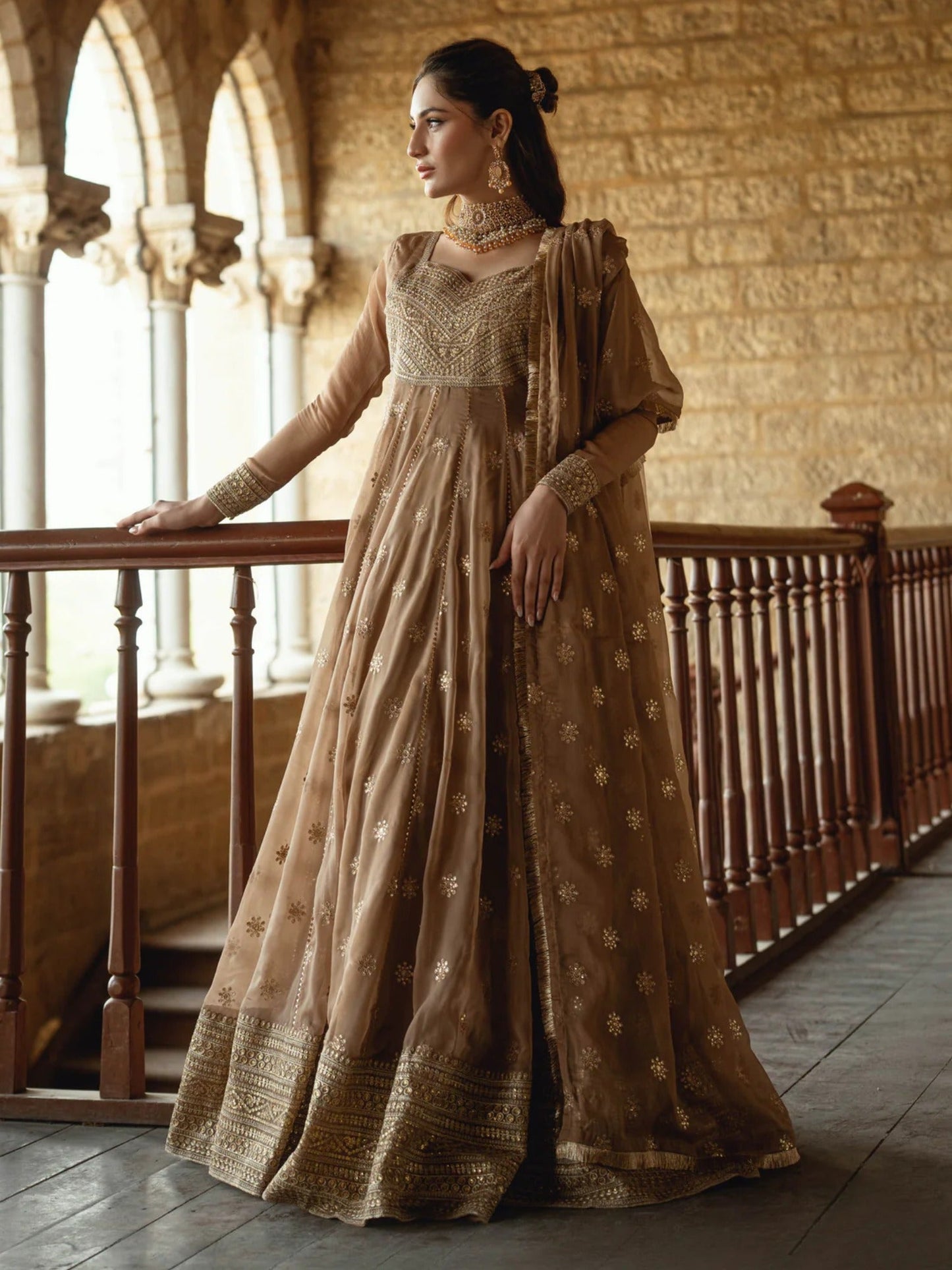 Hani & Umaima Chiffon Embroidered Stitched 2-Piece Suit-Daze
