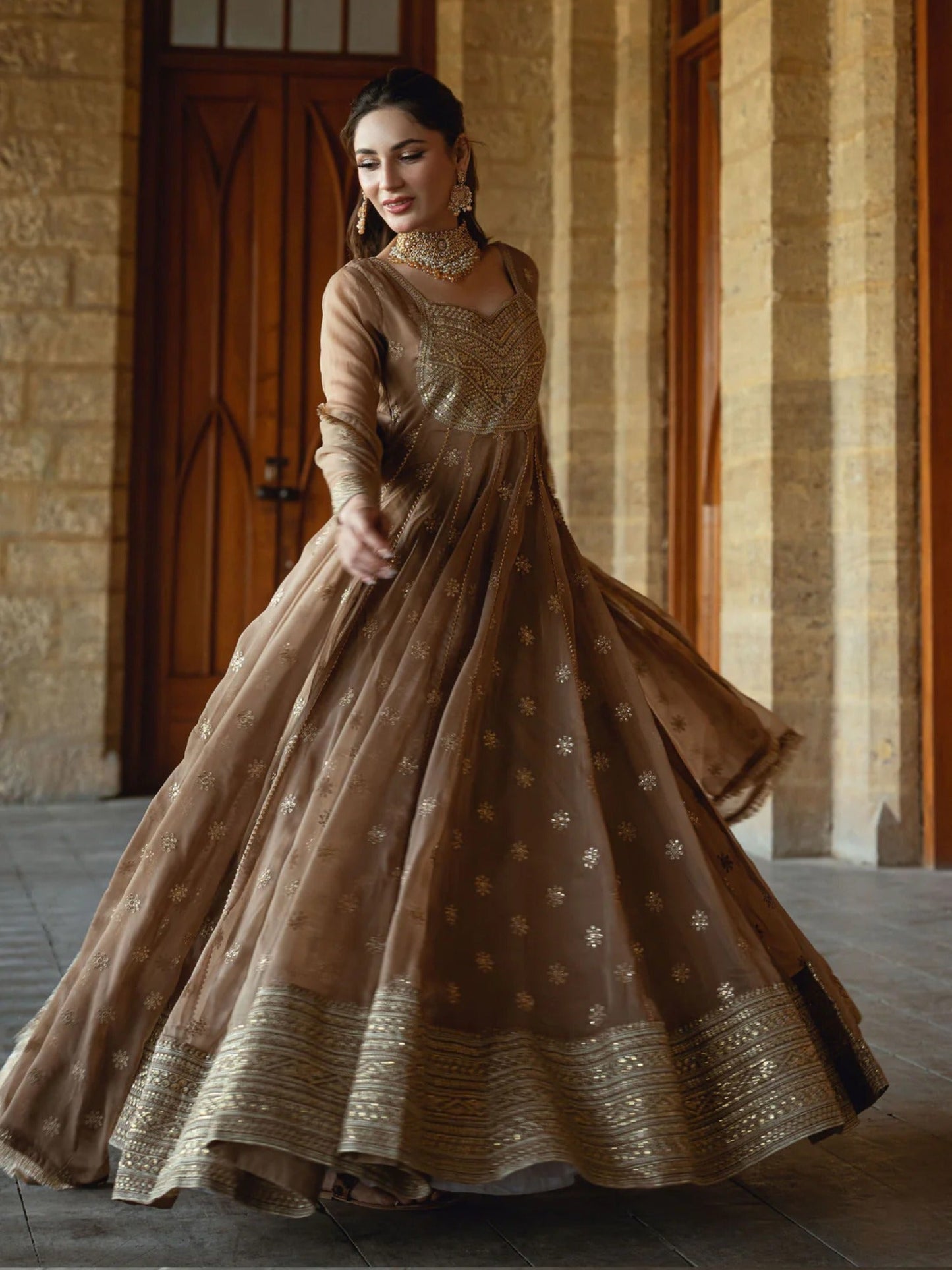 Hani & Umaima Chiffon Embroidered Stitched 2-Piece Suit-Daze