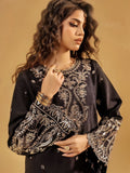 Black-Enzo Celia Korean Raw Silk Embroidered Unstitched 3-Piece Suit-Veyra