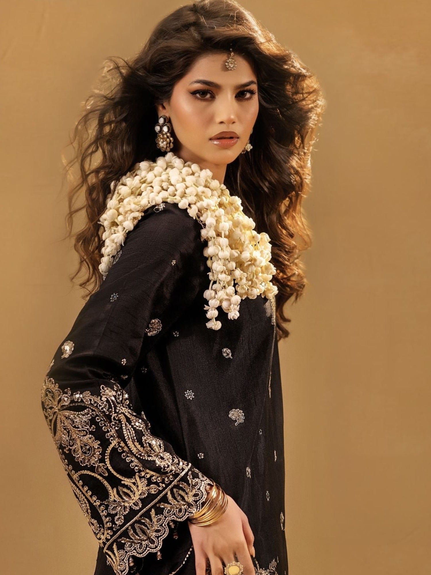Black-Enzo Celia Korean Raw Silk Embroidered Unstitched 3-Piece Suit-Veyra