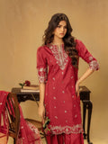 Red-Enzo Celia Korean Raw Silk Embroidered Unstitched 3-Piece Suit-Lyra