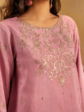 Pink-Enzo Celia Korean Raw Silk Embroidered Unstitched 3-Piece Suit-Elara