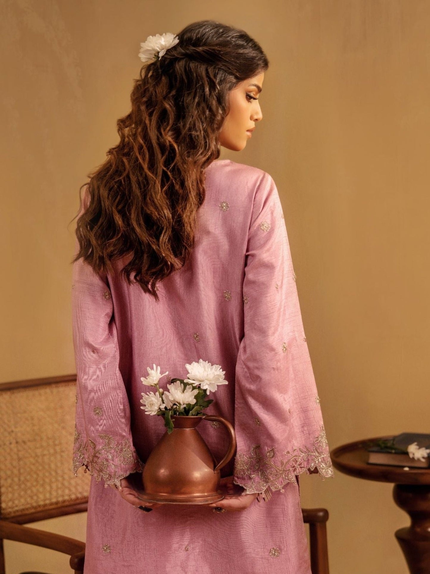 Black-Enzo Celia Korean Raw Silk Embroidered Stitched 3-Piece Suit-Veyra