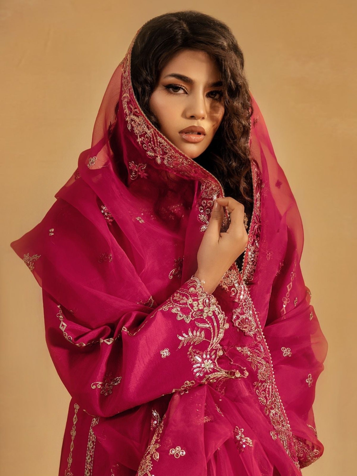 Pink-Enzo Celia Korean Raw Silk Embroidered Unstitched 3-Piece Suit-Myrha