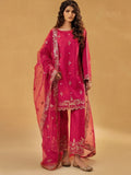 Pink-Enzo Celia Korean Raw Silk Embroidered Stitched 3-Piece Suit-Myrha