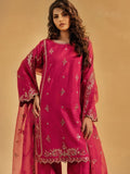 Pink-Enzo Celia Korean Raw Silk Embroidered Stitched 3-Piece Suit-Myrha
