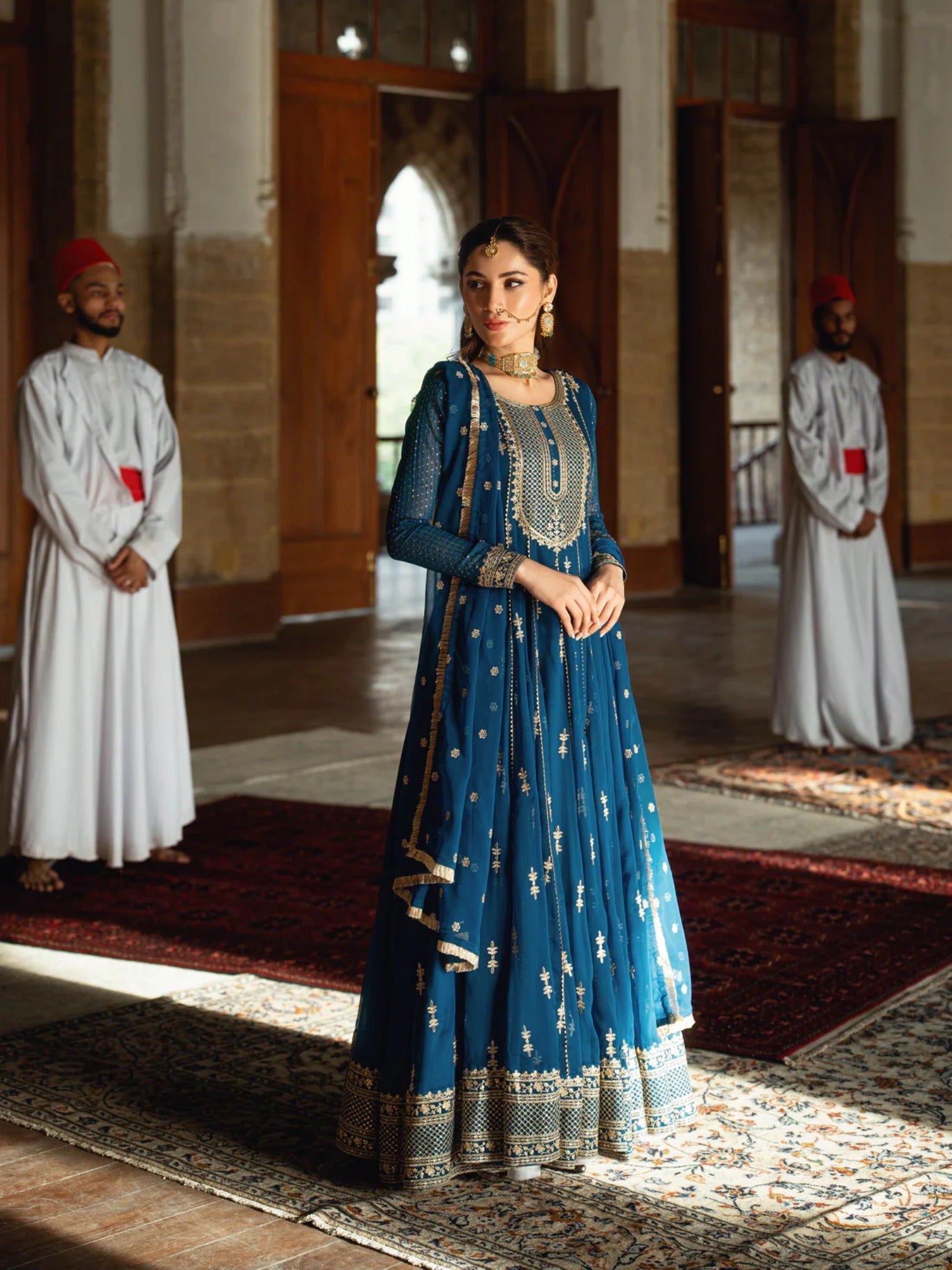 Blue Hani & Umaima Chiffon Embroidered Stitched 2-Piece Suit-Zara
