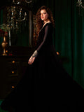 Black Hani & Umaima Chiffon Embroidered Stitched 2-Piece Suit-Malika