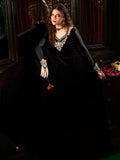 Black Hani & Umaima Chiffon Embroidered Stitched 2-Piece Suit-Malika