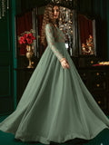 Hani & Umaima Chiffon Embroidered Stitched 2-Piece Suit-Aroosha
