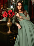 Hani & Umaima Chiffon Embroidered Stitched 2-Piece Suit-Aroosha