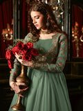 Hani & Umaima Chiffon Embroidered Stitched 2-Piece Suit-Aroosha