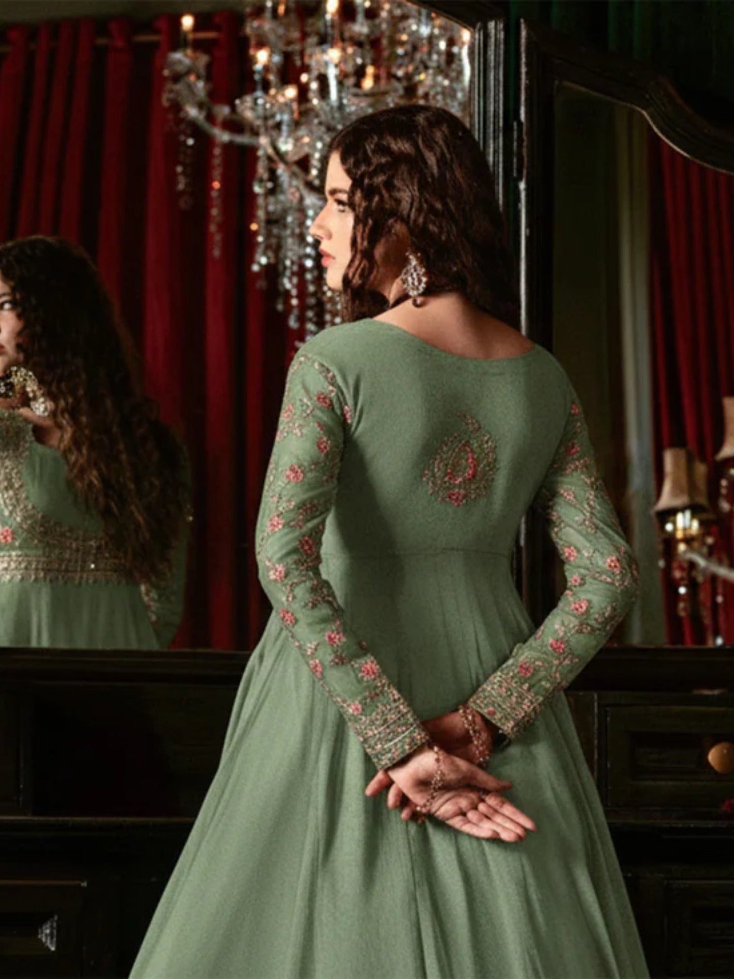 Hani & Umaima Chiffon Embroidered Stitched 2-Piece Suit-Aroosha