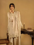 Beige-Enzo Celia Korean Raw Silk Embroidered Stitched 3-Piece Suit-Naira