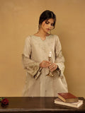 Beige-Enzo Celia Korean Raw Silk Embroidered Stitched 3-Piece Suit-Naira