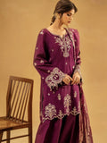 Purple-Enzo Celia Korean Raw Silk Embroidered Stitched 3-Piece Suit-Livia