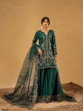 Green Enzo Celia Korean Raw Silk Embroidered Sharara-Freya