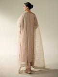 Peach Enzo Lune Des Fleurs Korean Raw Silk Embroidered Stitched 3-Piece Suit-Vaila