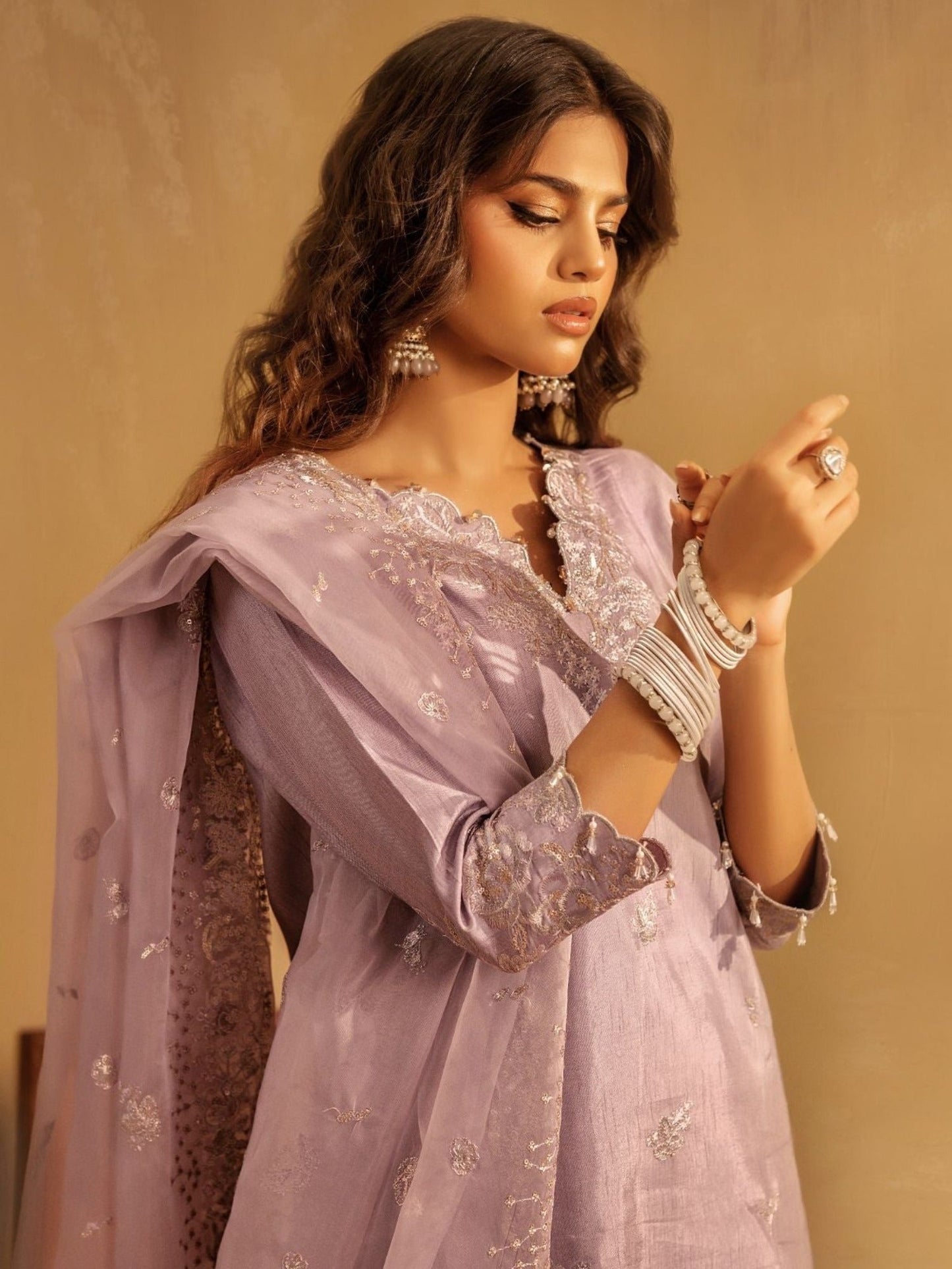 Lilac Enzo Celia Korean Raw Silk Embroidered Unstitched 3-Piece Suit-Zoyi