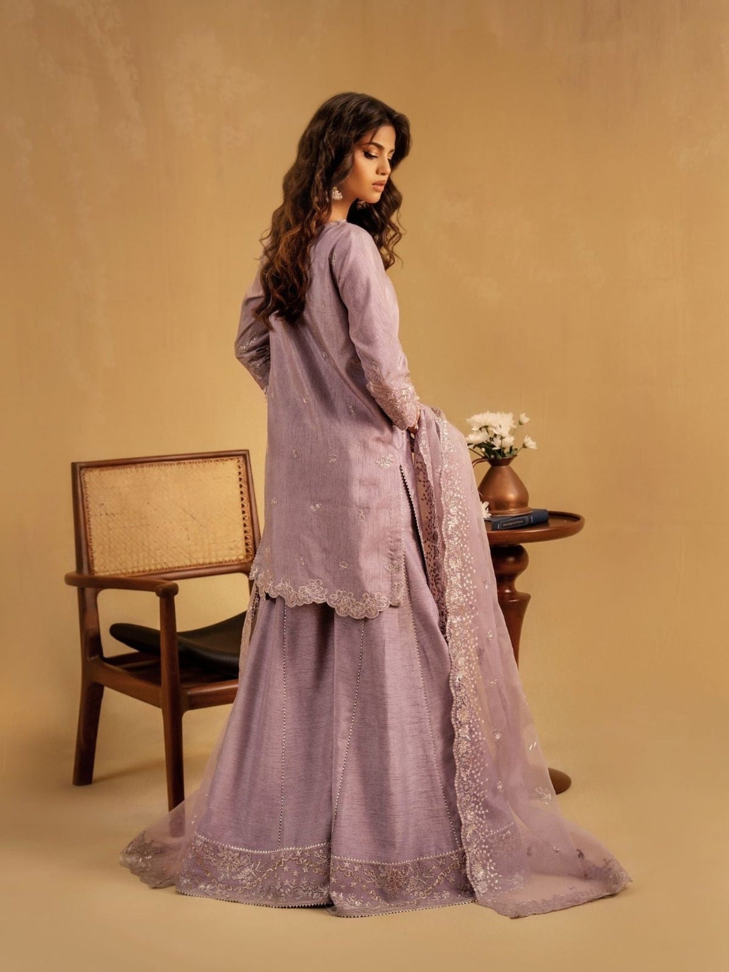 Lilac Enzo Celia Korean Raw Silk Embroidered Unstitched 3-Piece Suit-Zoyi