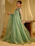 Green Hani & Umaima Organza Embroidered Stitched 2-Piece Suit-Negar