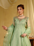 Green Hani & Umaima Organza Embroidered Stitched 2-Piece Suit-Negar