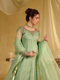 Green Hani & Umaima Organza Embroidered Stitched 2-Piece Suit-Negar