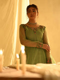 Green Hani & Umaima Organza Embroidered Stitched 2-Piece Suit-Negar