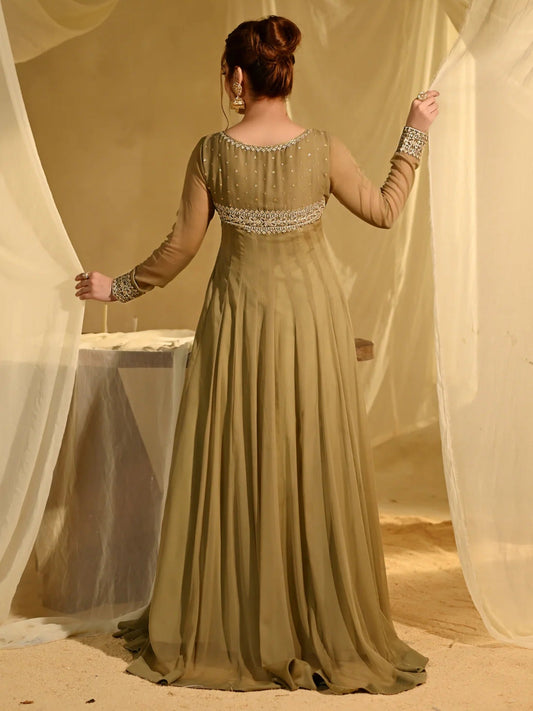 Hani & Umaima Chiffon Embroidered Stitched 2-Piece Suit-Ezra