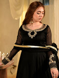 Black Hani & Umaima Chiffon Embroidered Stitched 2-Piece Suit-Abeer