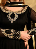 Black Hani & Umaima Chiffon Embroidered Stitched 2-Piece Suit-Abeer