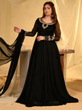 Black Hani & Umaima Chiffon Embroidered Stitched 2-Piece Suit-Abeer