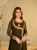 Olive Hani & Umaima Chiffon Embroidered Stitched 2-Piece Suit-Zohrish