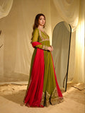 Green Hani & Umaima Chiffon Embroidered Stitched 2-Piece Suit-Nashmiya