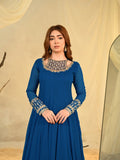 Blue Hani & Umaima Chiffon Embroidered Stitched 2-Piece Suit-Eshal