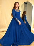 Blue Hani & Umaima Chiffon Embroidered Stitched 2-Piece Suit-Eshal