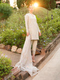 Ivory-Enzo Leia Silk Pret  Korean Raw Silk Embroidered Stitched 3-Piece Suit-Iris