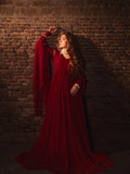 Maroon Hani & Umaima Chiffon Stitched 2-Piece Suit-Soha