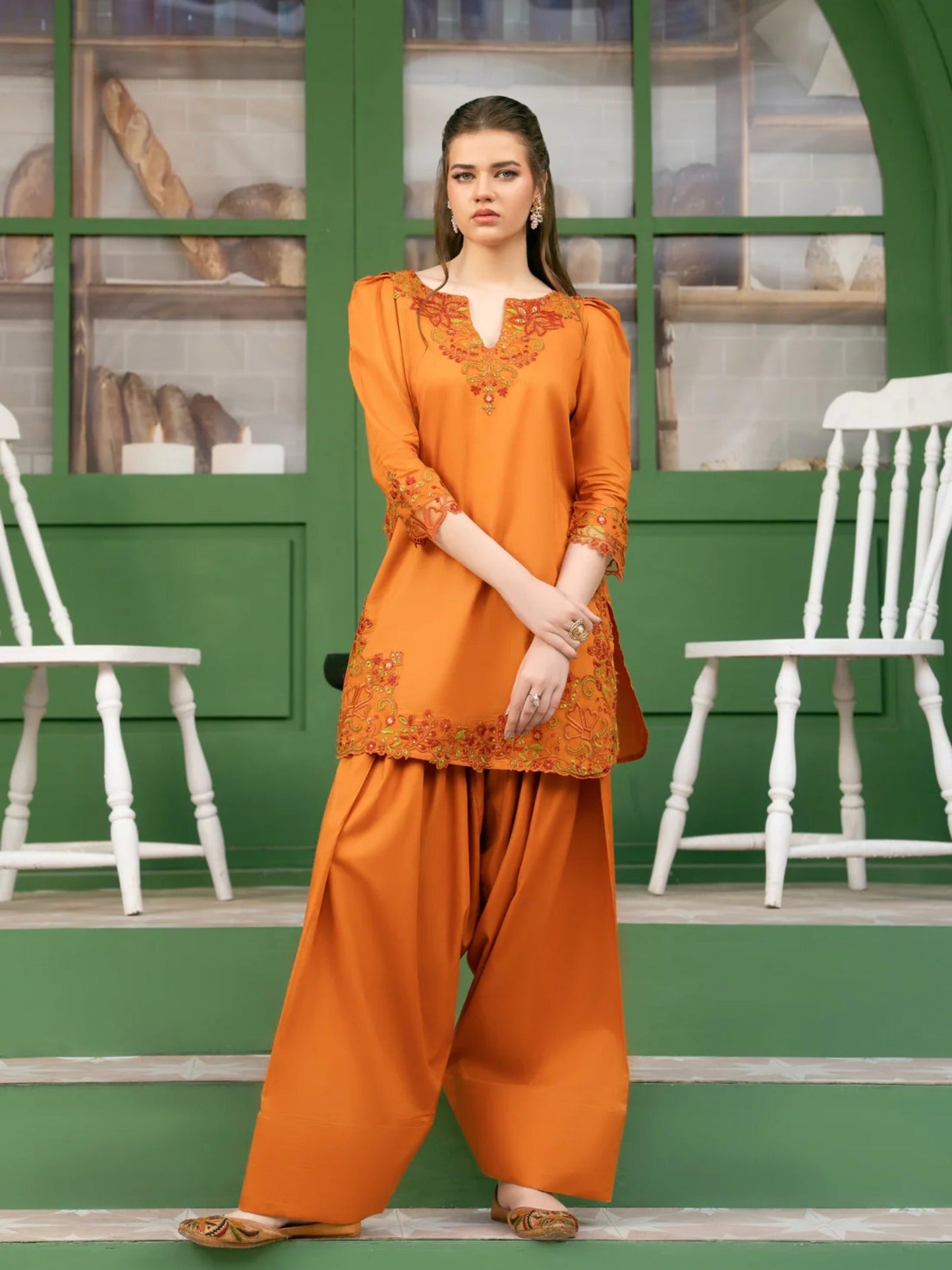 Hani & Umaima Cotton Embroidered Stitched 3-Piece Suit-Zeen