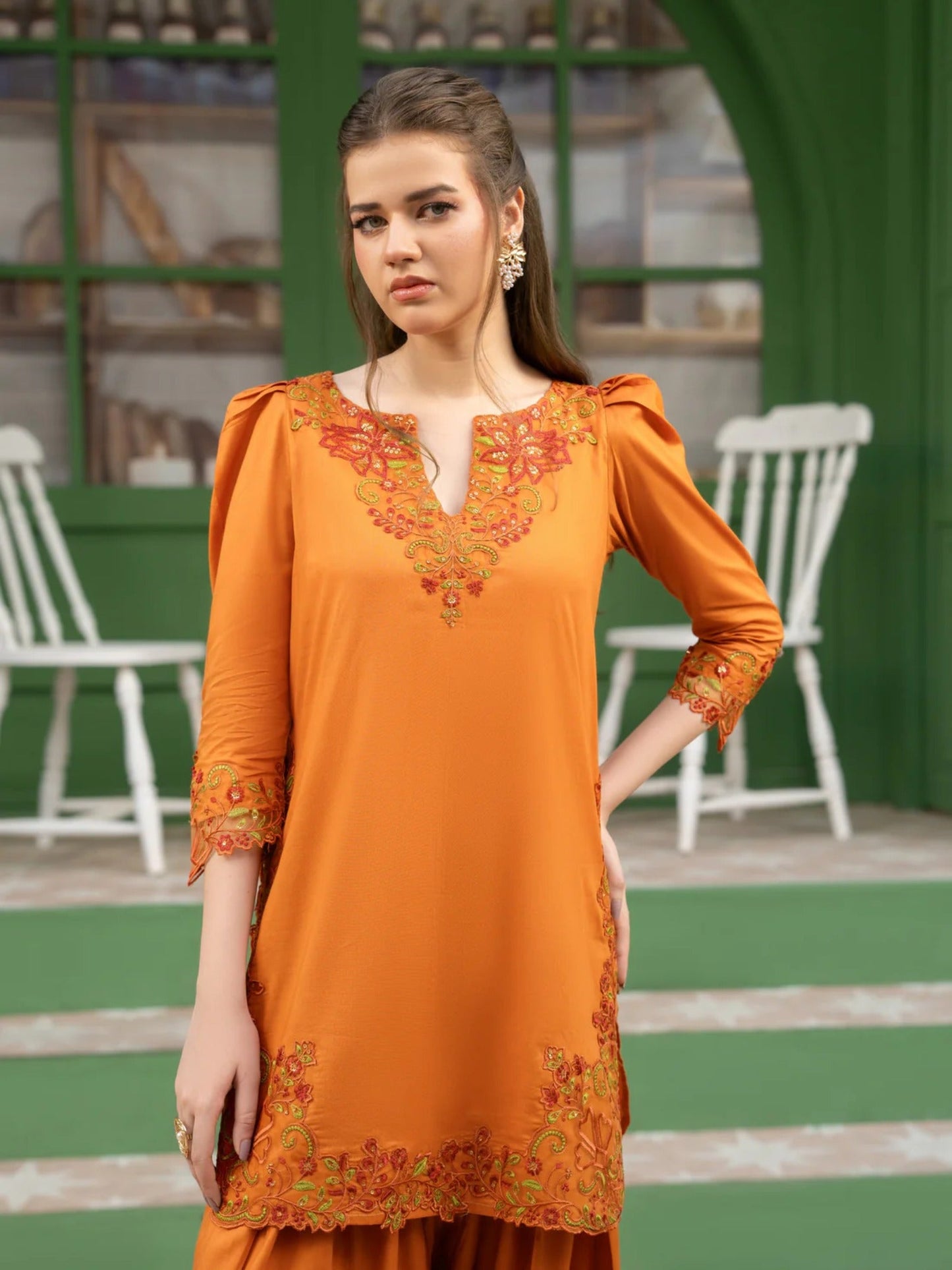 Hani & Umaima Cotton Embroidered Stitched 3-Piece Suit-Zeen