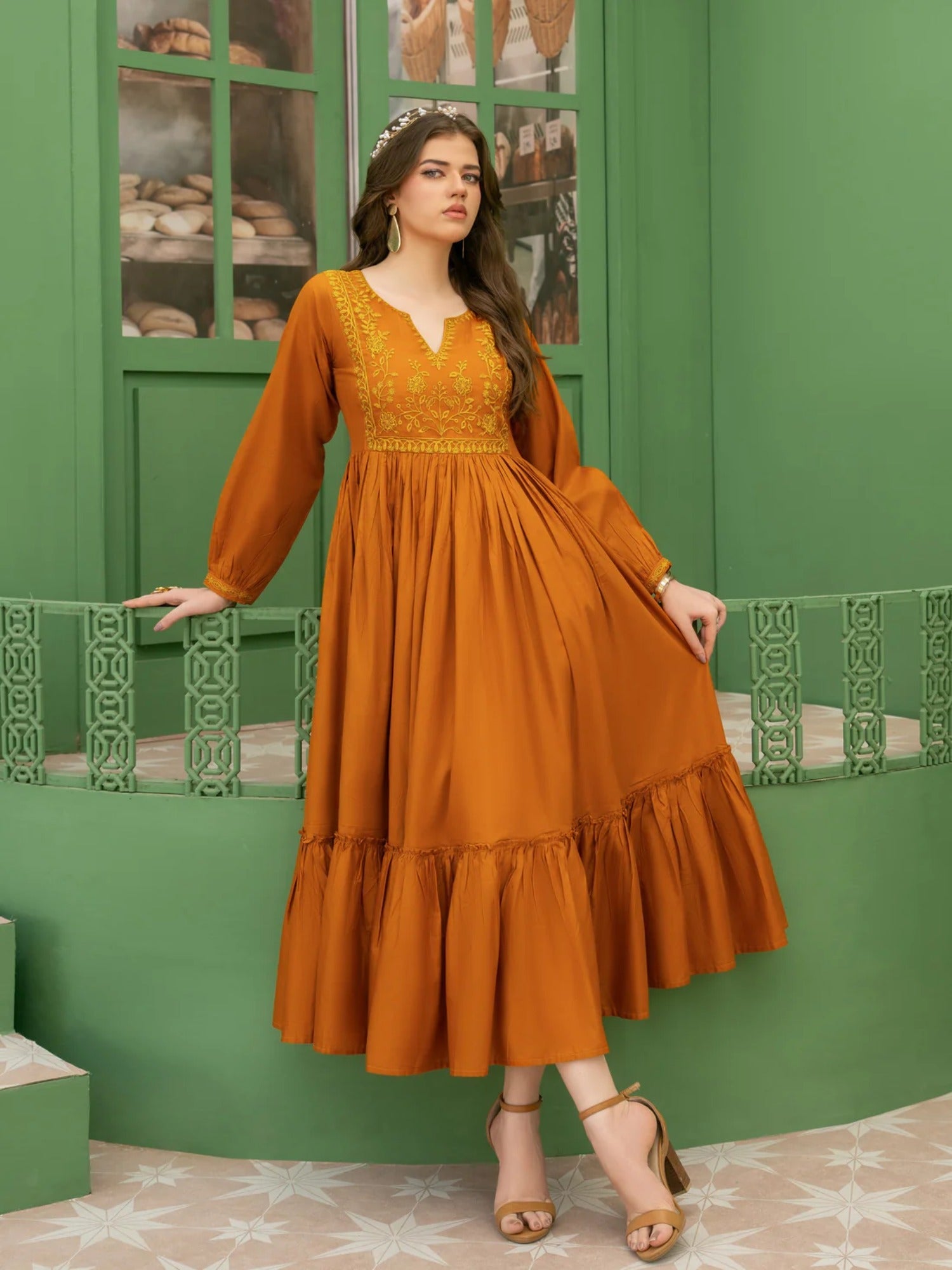 Hani & Umaima Cotton Embroidered Stitched 1-Piece-Aden