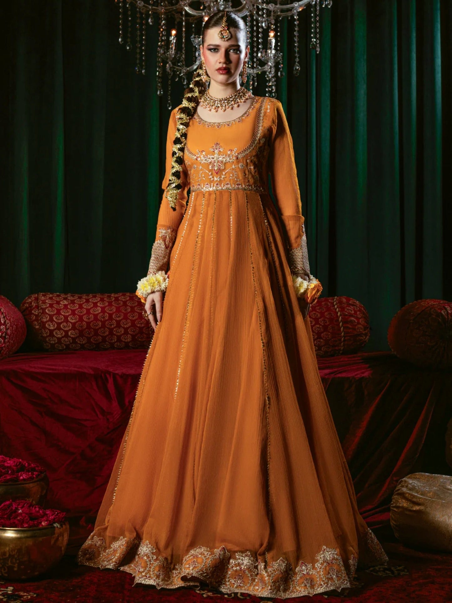 Hani & Umaima Chiffon Embroidered Stitched 2-Piece Suit-Naaz