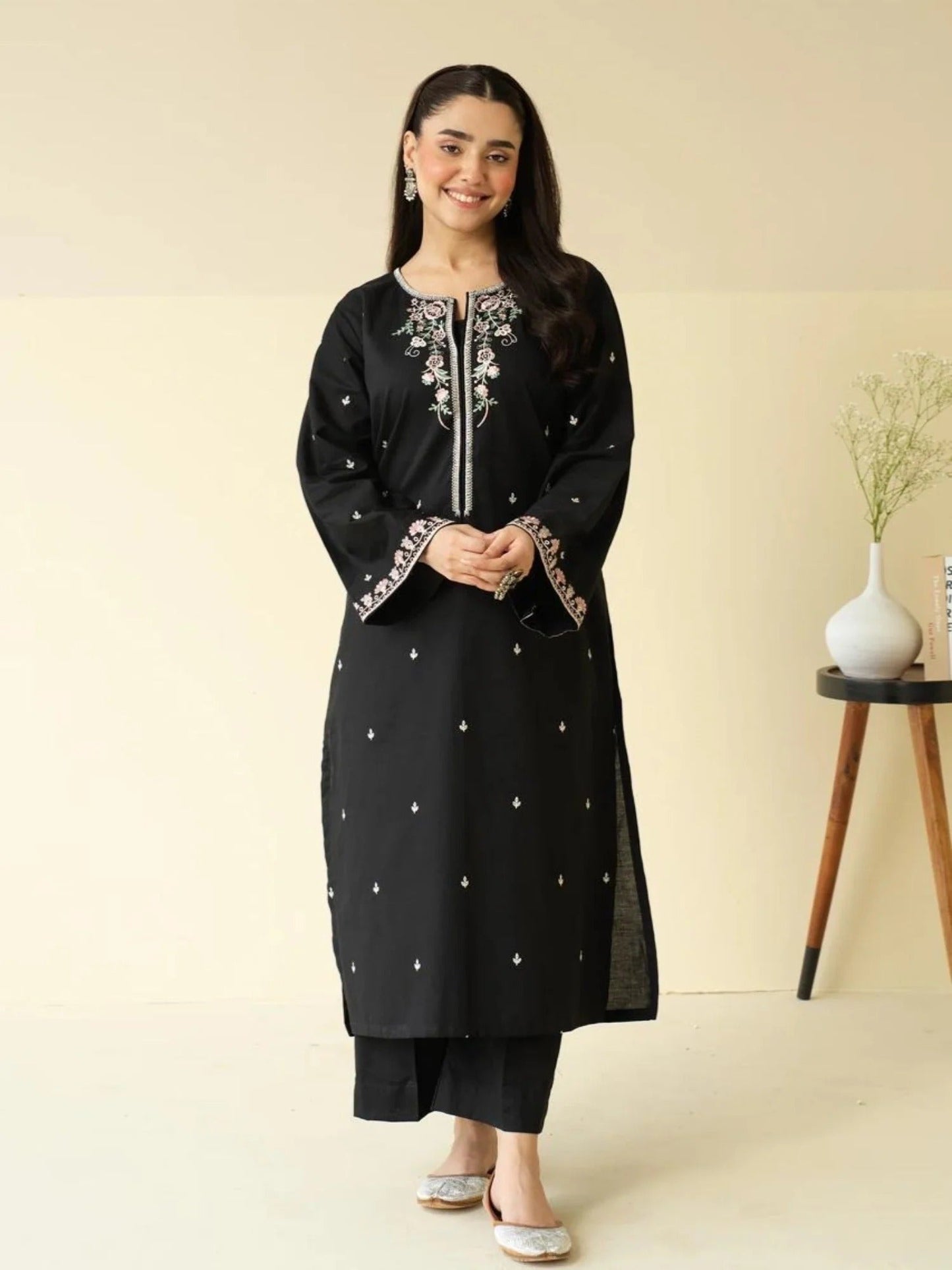 Black-Alina Lime Lawn Embroidered Stitched 2-Piece Suit-Lilac 