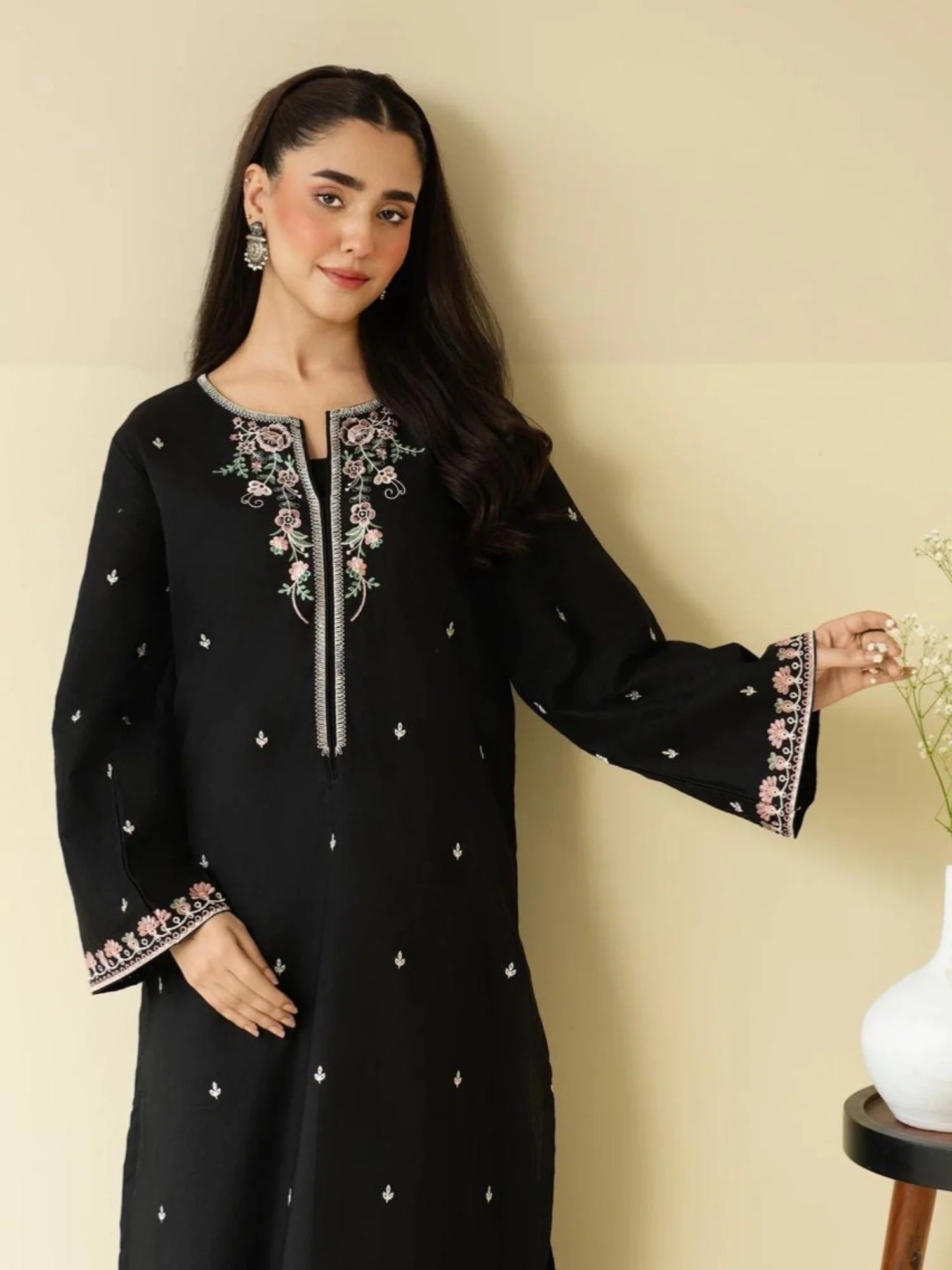 Black-Alina Lime Lawn Embroidered Stitched 2-Piece Suit-Lilac 